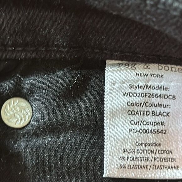 Rag & Bone sz 29 waxed black cotton jean Nina High Rise Skinny EUC - Picture 5 of 13